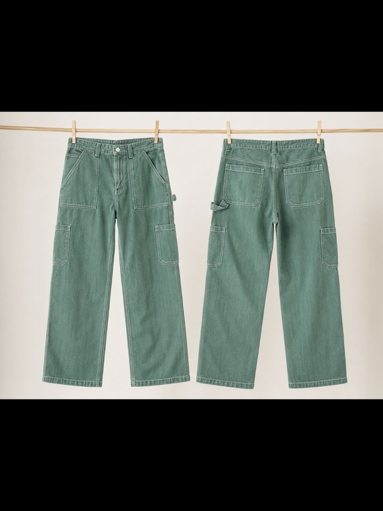 Garage Pants - Garage Green Carpenter-Style Wide Leg Pants Size 9
